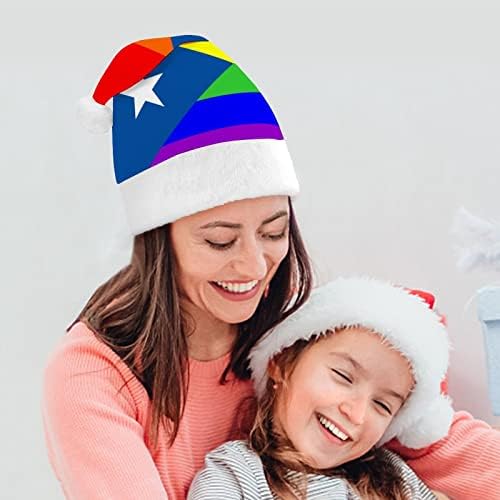 הומו גאה דגל פורטו ריקו חג המולד כובע סנטה קלאוס כובעי קצר קטיפה עם לבן חפתים לגברים נשים חג המולד מסיבת