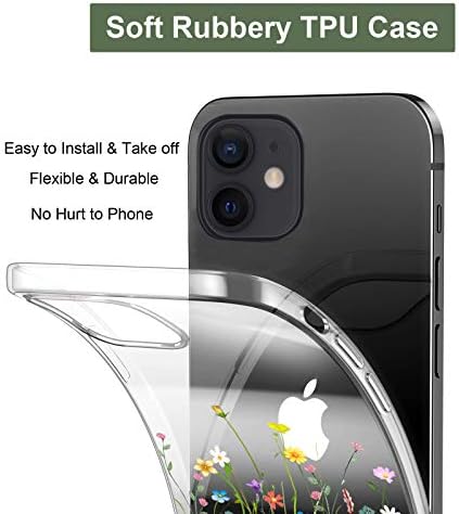 Unov Case תואם ל- iPhone 12 Mini Case ברור עם עיצוב רזה מגן רך TPU פגוש תבנית מובלטת 5.4 אינץ '