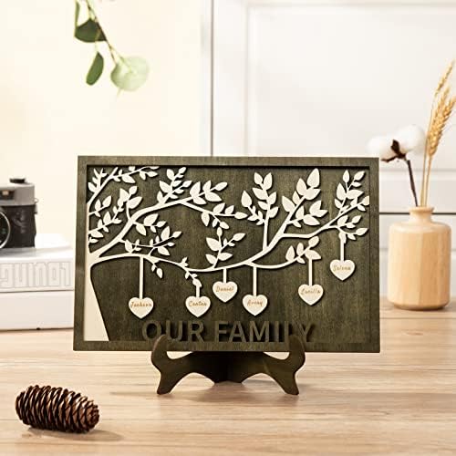 תכשיטים מותאמים אישית 2-9 שמות מסגרת עץ משפחה מותאמת אישית שלט משפחתי בהתאמה אישית שולחן עץ מעץ שלט