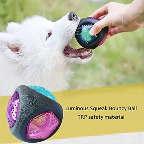 FEGOCLT PET כלב צעצוע צעצוע כדור LED ציוץ זוהר כדור גומי גומי עמידה- עמיד בפני כלבים לעיסת כדור כלבים