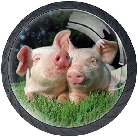 אנמרקו בעלי חיים מצחיקים ידיות מגירה חזיר חזיר ידיות מושכות ידיות 30 ממ 4 PCS מגירת ארון זכוכית מושכות