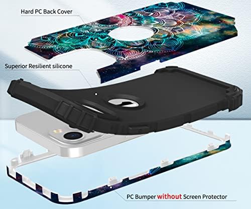 הוקאס למארז iPhone 13, עם מגני מסך 2 יחידים ומגן מצלמה של 1 PC, סיליקון רך כבד כבד כבד+מארז מגן היברידי