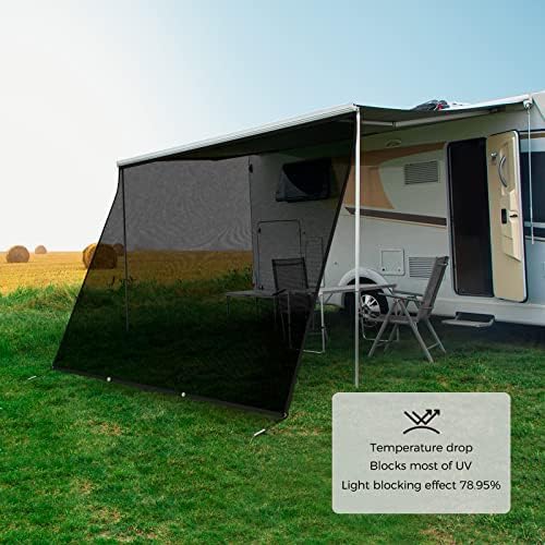 מסך צל השמש של Welkin RV מסך צל ,, מסך רשת שחור שמש, UV Sun Blocker Canopy ערכות שלמות עבור קרוואן קמפינג