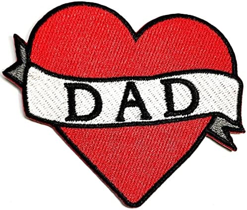 קלנפלוס אדום לב אהבת אב אבא יום קריקטורה רקום ברזל על לתפור על תג עבור ג ' ינס מעילי כובעי תרמילי חולצות
