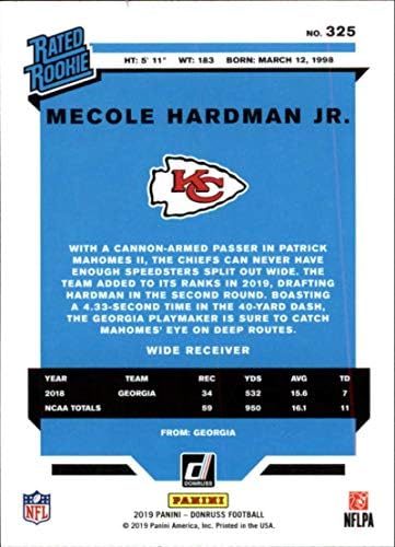 2019 דונרוס כדורגל 325 Mecole Hardman Jr. Kansas City Chiep