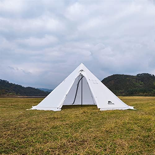 Vilemoon Tipi אוהל חם עם כיריים מעכבי אש ג'ק לצינורות פליטה, 5 ~ 8 אנשים, אוהלי טייפי לצוות המשפחתי