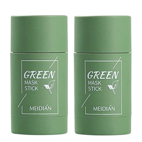 2 חבילה ירוק תה מסכת מקל עבור פנים, חטט מסיר עם ירוק תה תמצית, עמוק נקבובית ניקוי, התבהרות עור, לחות,