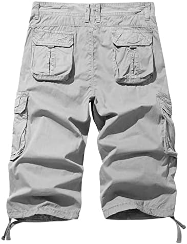 מכנסיים קצרים לגברים, מכנסי מטען לגברים כותנה 3/4 מתאימים רופפים מתחת לברך קפרי מטען קצר