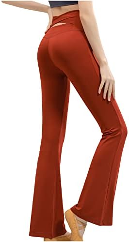 נשים של התלקחות חותלות גבוהה מותן מקרית אימון בוטלג יוגה מכנסיים בטן בקרת מכנסיים ארוך מכנסיים לנשים