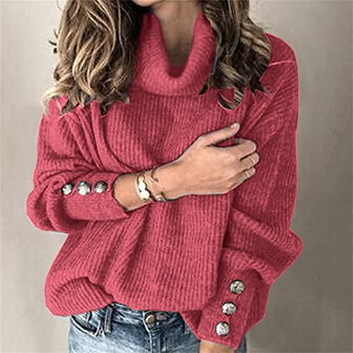 סוודרים נשים סוודר חורף חורף צווארון שרוול ארוך צוואר צוואר גבוה