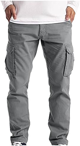 מכנסי מטען ספורט Wenkomg1 לגברים מכנסיים רחבים מכנסי טרנינג ברגליים ישרות דיג מכנסי טיול טיולים