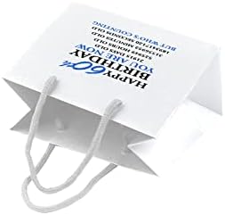 שקיות מתנה ליום הולדת 60-נייר לבן עם ידיות חבל-שקית מתנה קטנה ידידותית לסביבה-ספירה-כחול