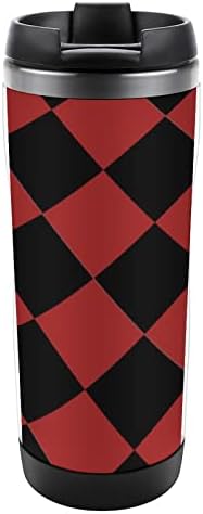 ריבועים אדומים ושחורים מטיילים ספלי קפה עם כוסות מבודדות מכסה בקבוק מים קיר כפול