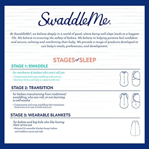 Swaddleme מקורי Swaddle-גודל קטן/בינוני, 0-3 חודשים, 1 חבילה קלה לשימוש, גלישת חוט רך ונעים שומר על