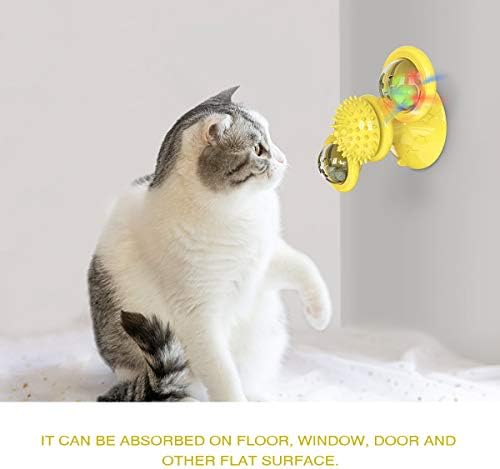 אודולדי טחנת רוח חתול צעצוע, אינטראקטיבי פטיפון חתול צעצוע עם יניקה כוס נייד טחנת רוח שריטה שיער מברשת