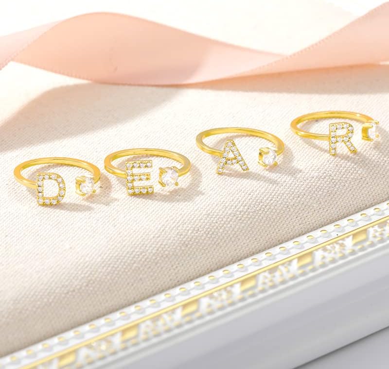 3 חנות 26 מכתב טבעת לנשים זוג אירוסין חתונה תכשיטי קסם טבעת מתכוונן זירקון טבעת-זהב צבע-לשינוי גודל-37218