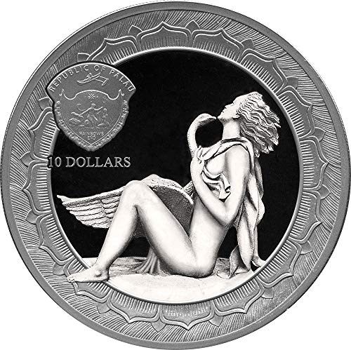 2019 פסלים נצחיים Powercoin Leda ו- Swan 2 Oz Coin Coin 10 $ Palau 2019 הוכחה