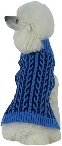 Life Life ® הרמוני סוודר חיות מחמד רוגן כפול הרמוני - מעצב סוודר כלבים סרוג כבל כבל עם צוואן - בגדי