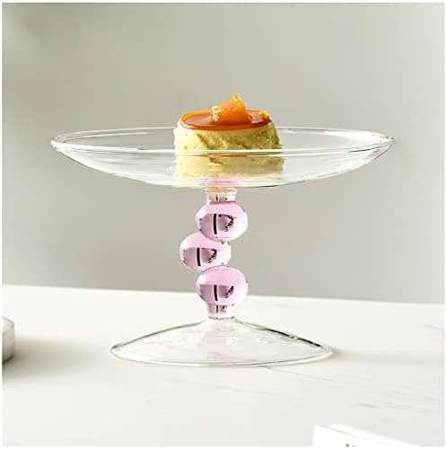 זכוכית פירות צלחת גבוהה רגליים חטיף קינוחים מגש עוגת עומד חטיף ממתקי אחסון מגשי בית שולחן עבודה פשוט