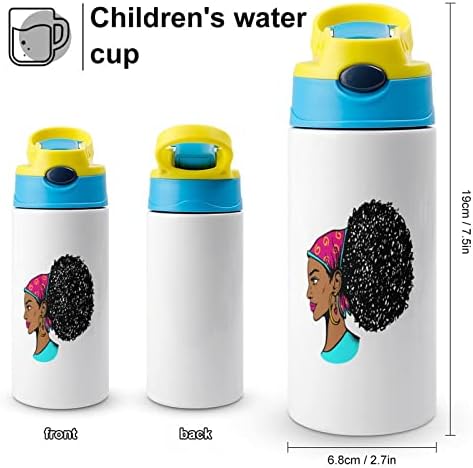 אפרו -אמריקני נשים שחורות בידוד בקבוק מים עם מכסה מבודד נירוסטה כוס כוס קיר כפול כוס בית