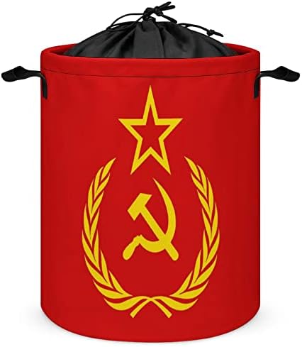 ברית המועצות קומוניזם דגל סלי כביסה עם ידיות עמיד למים מתקפל שרוך עגול בגדי צידניות אחסון ארגונית