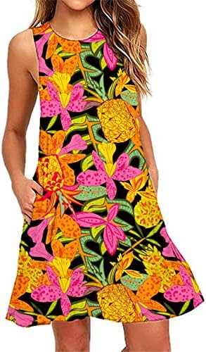 שמלות מזדמנים של נשים דפוס פרחוני גודל יתר על המידה שמלות טנק מידי שמלות מיני שמלות מיני קיץ