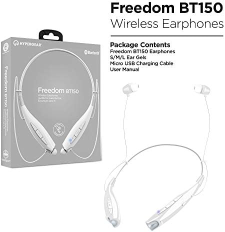 חופש Hypergear Bluetooth אוזניות אלחוטיות עם מיקרופון מובנה + מוזיקה ושיחות ידיים, רצועת צוואר משקל