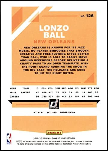 2019 Donruss 126 Lonzo Ball New Orleans Pelicans NM/MT Pelicans UCLA