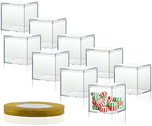 20 יחידות קוביית פלסטיק מרובעת שקופה, 2. 16 על 2.16 על 2.16 קופסת אחסון פלסטיק אקרילית קטנה עם מכסים
