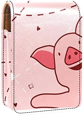 איפור שפתון מקרה שפתון תיק עם מראה נייד שפתון אחסון פאוץ גלוס אחסון ארגונית, קריקטורה בעלי החיים חזיר