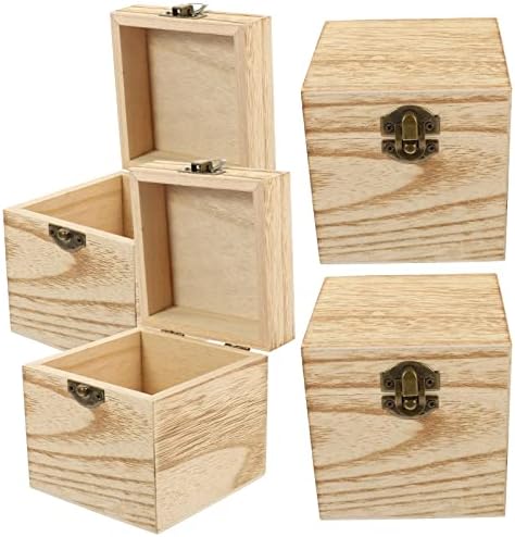 עיצוב ארונות קאבילוק 4 יחידות קופסאות אוצר עץ מרובעות לא גמורים