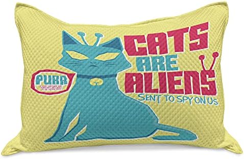 כיסוי כרית כרית סרוג סרוג אמבסון הומוריסטי, חתולי קריקטורה צבעוניים הם קומפוזיציות חייזרים מצחיקות,