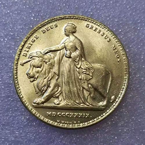 עותק קוקריט אונה ואריה 1839 המלכה ויקטוריה 5 מטבע בריטניה בריטניה הגדולה סילבר דולר סילון פנס מטבע זהב