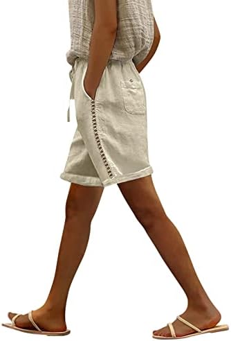 מכנסי פשתן כותנה לנשים מזדמנים של קיץ מותניים קצרים במותניים קצרים רופפים מכנסיים קצרים נוחיים נוחיים