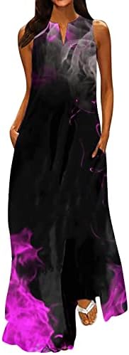 שמלות מקסי של Zefotim Maxi לנשים 2023 שמלות מפלגת צוואר פרחוניות ללא שרוולים וינטג '.