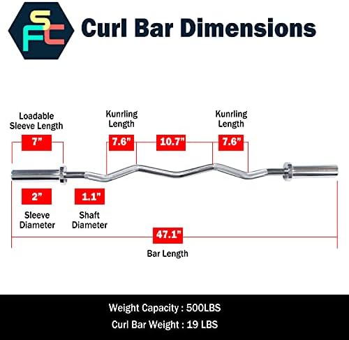 צורה מתאימה ליבה אולימפית EZ Curl Barbell Barbell משקל הרמת משקל Bicep Curl - 500 קילוגרם קיבולת נהדרת