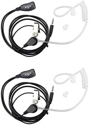 2pack xfox® סטריאו סטריאו אקוסטי צינור אוויר חלול אנטי-קרינה באוזניות באוזן עם אוזניות שקע מיקרופון