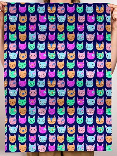 מרכזי 23 חתול גלישת נייר - 6 גיליונות של מתנה לעטוף ותגים-ססגוני חתולים-חיל הים כחול גלישת נייר לילדים