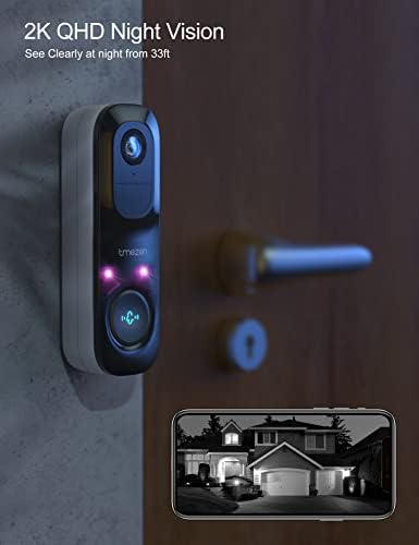 מצלמת פעמון הדלת של TMezon, פעמון דלת וידאו עם פעמון אלחוטי לאבטחת בית