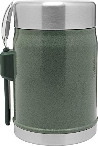 סטנלי קלאסי קלאסי צנצנת אוכל 0.4L Hammertone ירוק עם spork - BPA בקבוק מרק נירוסטה ללא BPA - שומר על