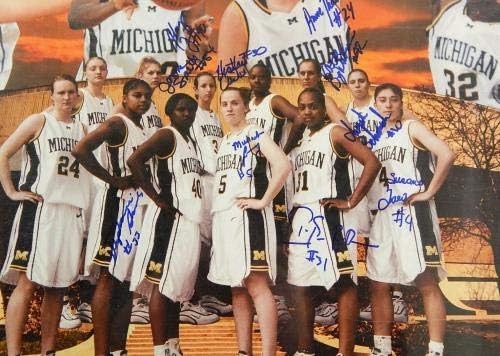 2000-01 אוניברסיטת מישיגן קבוצת כדורסל נשים חתמה על פוסטר 14 Auto's - חתימה מכובדים במכללות