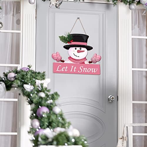 Qunclay ורוד תן לזה שלג דלת שלג חורפי דלת חג המולד קישוט עץ שלג דלת כניסה דלת דלת חג המולד שלט דלת חג