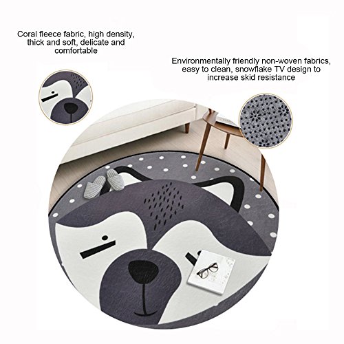 שטיח אזור עגול, שטיח חדר שינה שטיח בסלון סופר רך אנטי-החלקה מצוירת מחצלת רצפת תינוקות של בעלי חיים לילדים