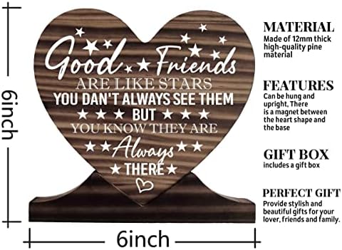 חבר הטוב ביותר מתנה עץ מודפסת, לב מעץ מתנה לב, שלט עץ לב, חברים טובים הם כמו כוכבים לוחית עץ עץ עיצוב