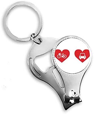 מכונית אופניים דפוס לב אדום ציפורניים ניפר טבעת מפתח שרשרת מפתח בקבוקי בקבוק קוצץ