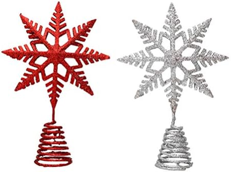 טוינדונה 2 יחידים עץ חג המולד טופר קישוטי פתית שלג נצנצים עץ שלג רסיס טופר פתית שלג קישוט לקישוטים לעץ