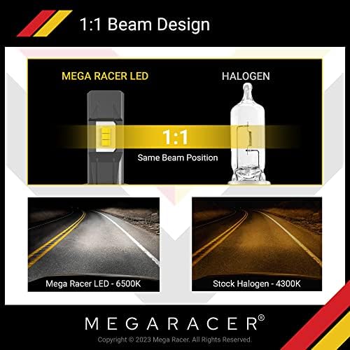 Mega Racer 9005/HB3/H10/9145 נורות פנס LED אלחוטיות - אור יום לבן 6500K 50 וואט 12000 לומן LED שבב 360