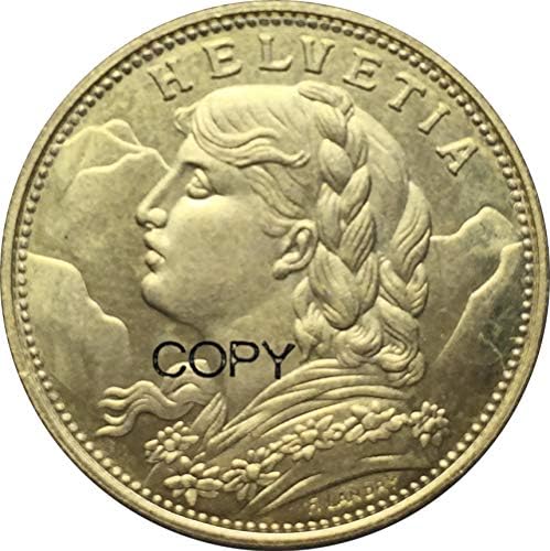 שוויצרי 20 פרנק 1897 B מטבע העתק העתק פליז