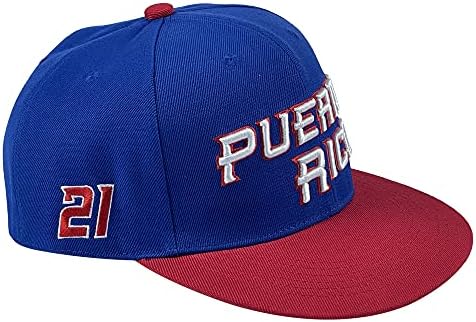 קאליד פורטו ריקו מתכוונן בייסבול כובע 21 רוברטו קלמנטה עולם משחק קלאסי סנאפבק בייסבול כובע רקום, כחול,