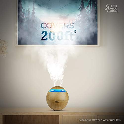 Gurunanda Light Globe מפזר שמן אתרי - 7 נורות LED משתנות צבע - מגניב אולט אולטרה סאונד קולי לשמנים ארומתרפיה